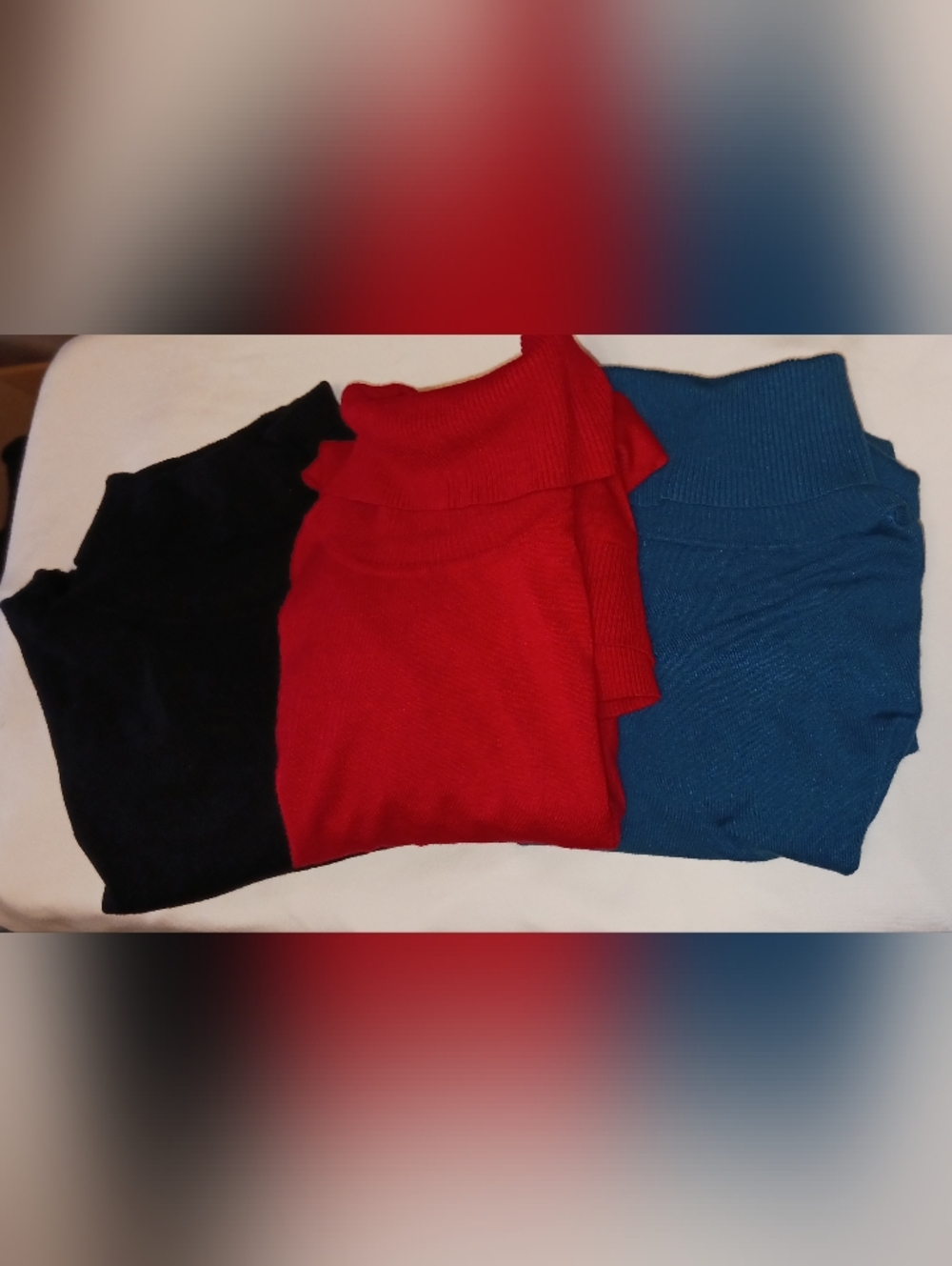 (Lot of 3) Calvin Klein Turtle Neck Sweaters - LOT of THREE! Black, Teal, Red
